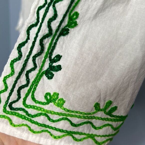 Embroidered Green Tunic Blouse Small Made in India - Picture 8 of 8